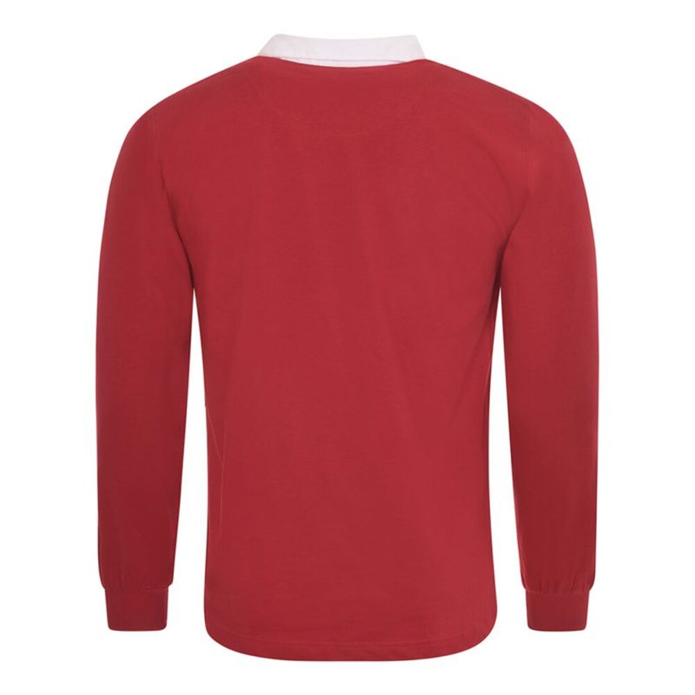 Front Row Long Sleeve Classic Rugby Polo Shirt / Royal Blue/White